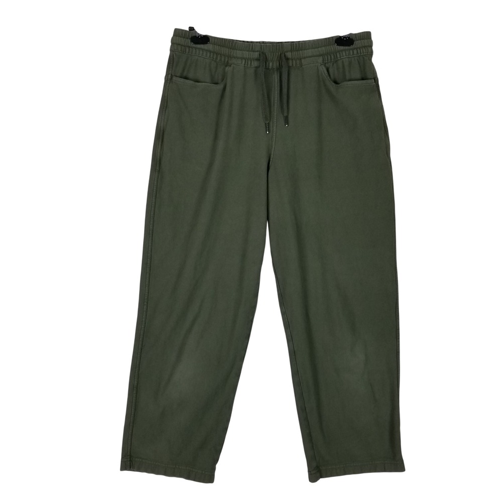 Athleta Jogger Pants Women M Petite Olive Green Wide Leg Drawstring 1166